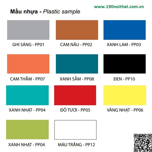 Mã màu nhựa nội thất 190
